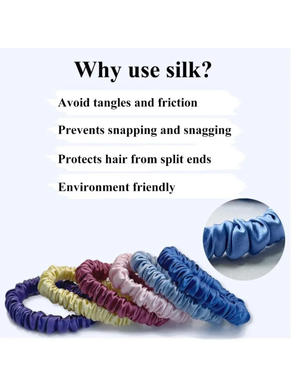 6 Pcs 100% Pure Mulberry Silk Hair Scrunchies Set - Soft Pastel Colors
